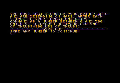 Lander X game screenshot for Commodore PET